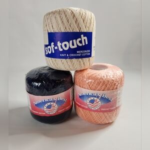 Fashion Crochet Thread Size 10 Lot of 3 New Mixed Colors and Brands